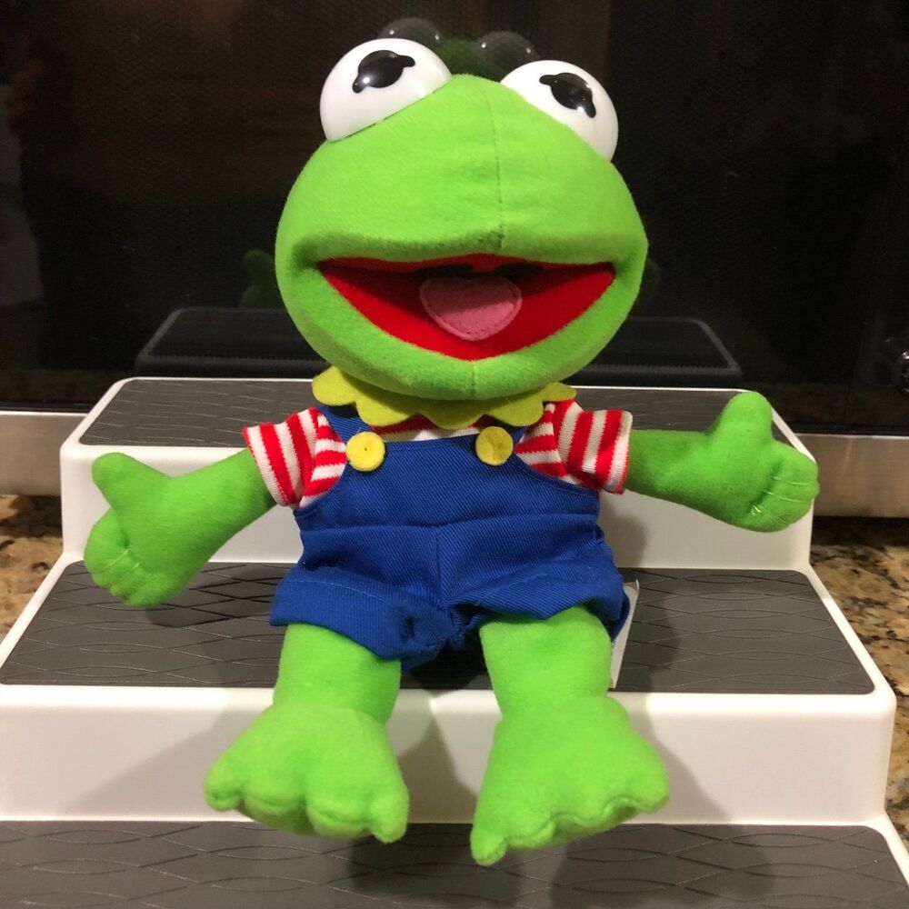 Jim Hensons Muppet Babies Kermit The Frog w/ Blue Overalls 8” plush
